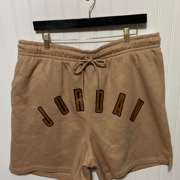 New JORDAN Jumpman Flight MVP Fleece Brown Drawstring Shorts Mens Size XXL